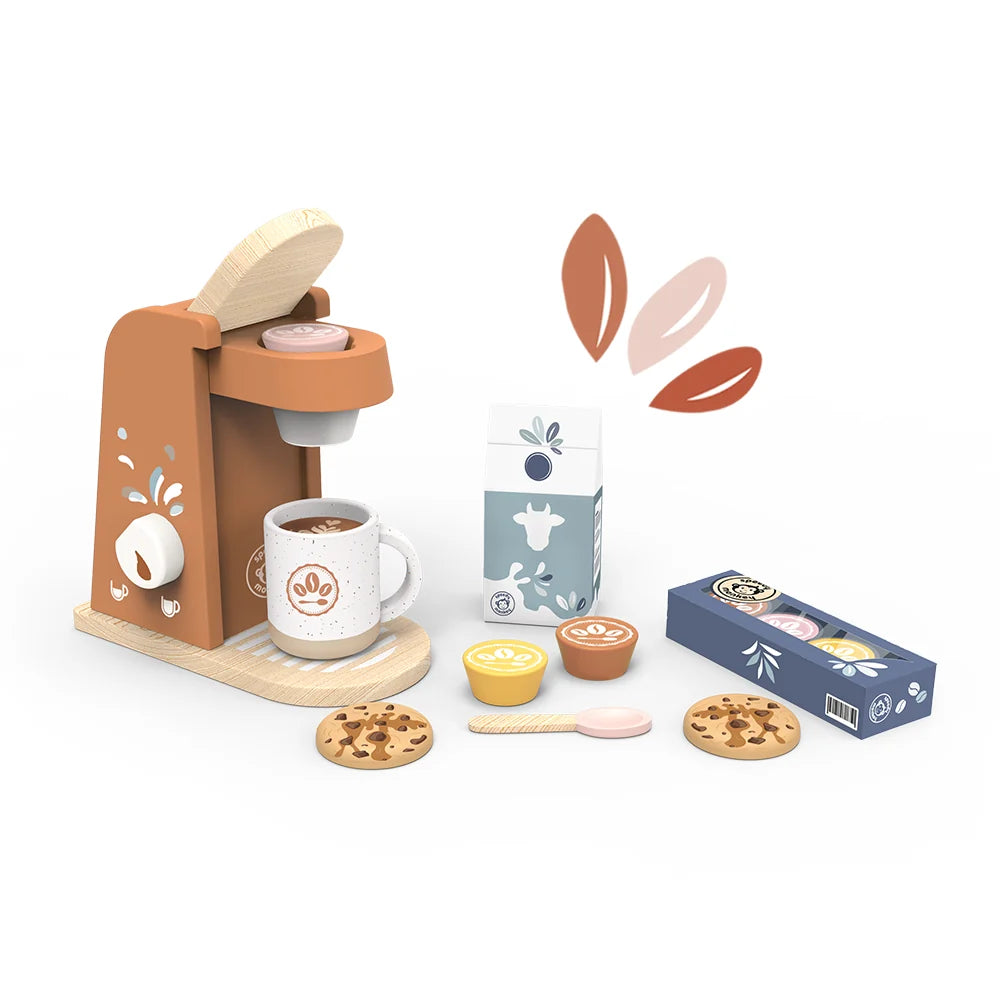 Houten Koffiezetapparaat Speelset met Accessoires – Speedy Monkey Koffiemachine