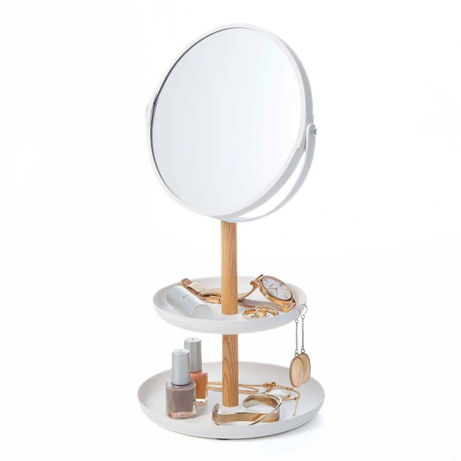 Yamazaki Jewelry Holder &amp;amp; Make-up Mirror - Tosca White