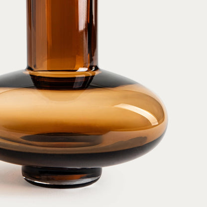 MONERA Amberkleurige Glazen Vaas – Warme Elegantie voor Elk Interieur | 13,5 x 18 cm