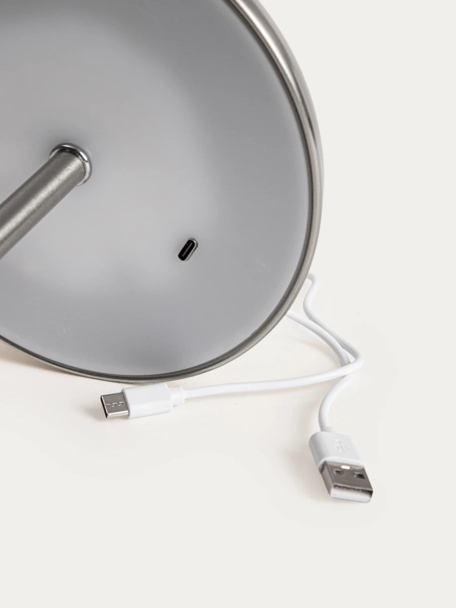 Japandi Tafellamp PIXEL – Zilver metaal – Oplaadbaar