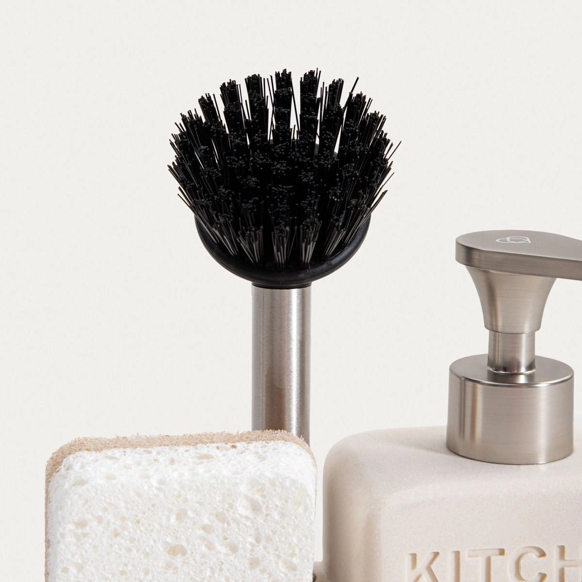 Keuken Zeep Dispenser Sponshouder | DOSSE | Polyresin | Crème