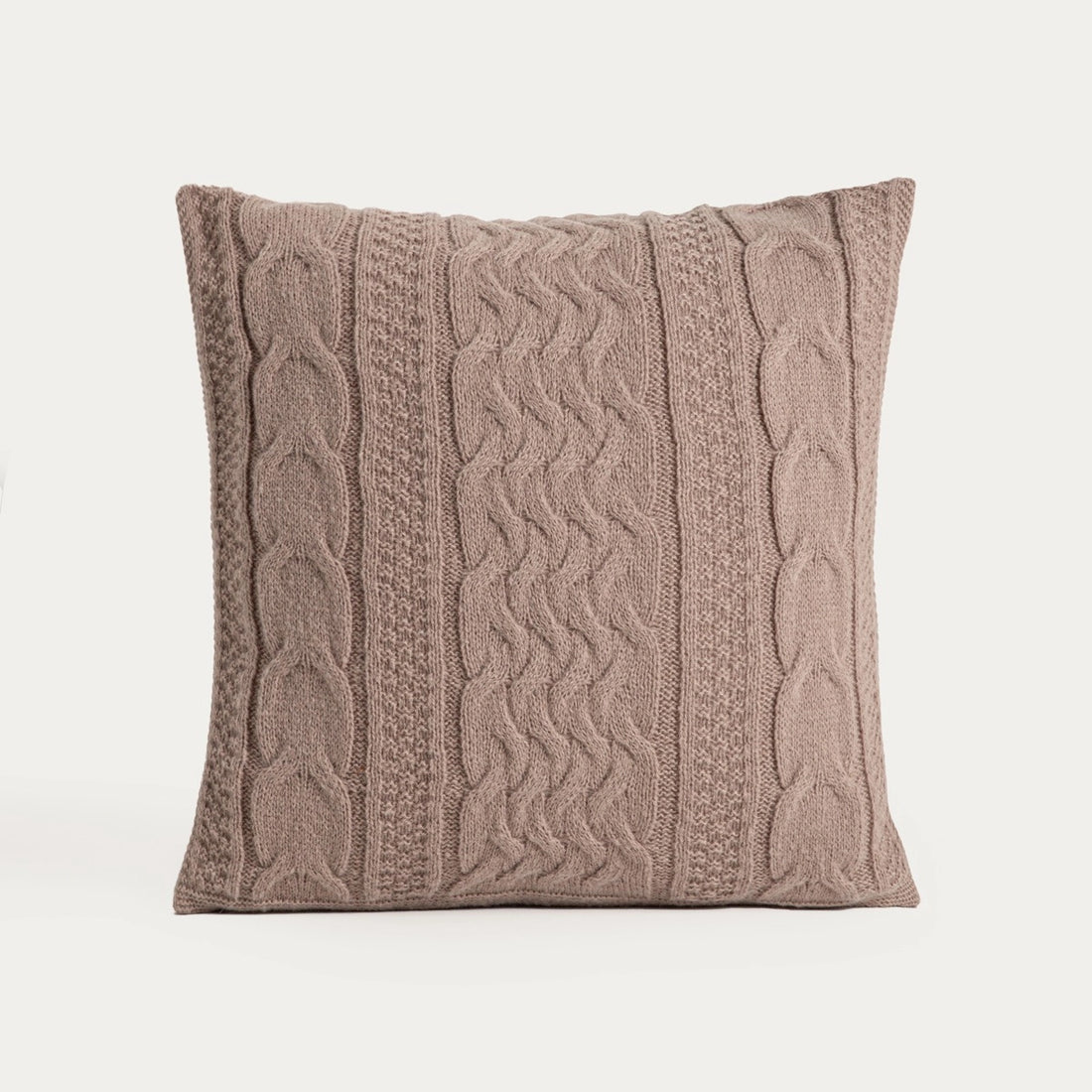FLAVE Kussensloop | Zacht taupe kussenhoes met gebreide structuur | 45 x 45