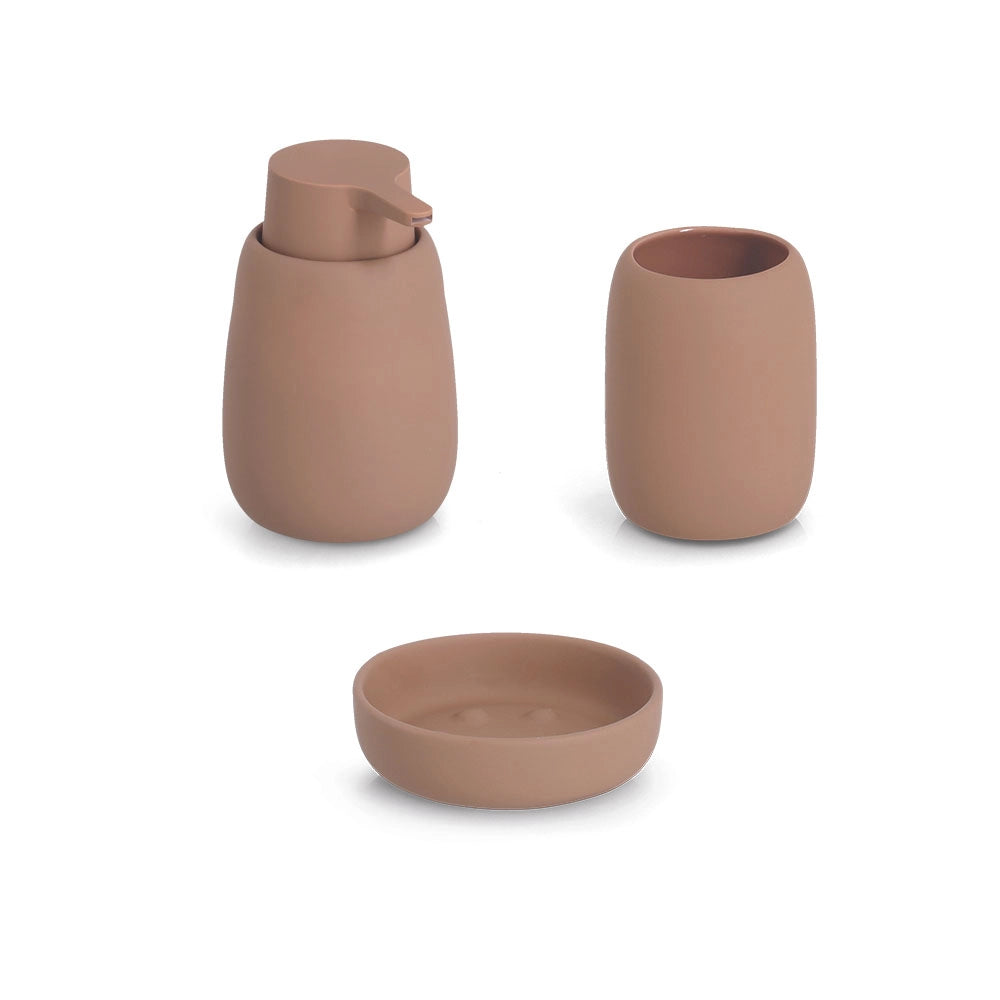 Zeepdispenser, keramiek, mocca - Zeller Present