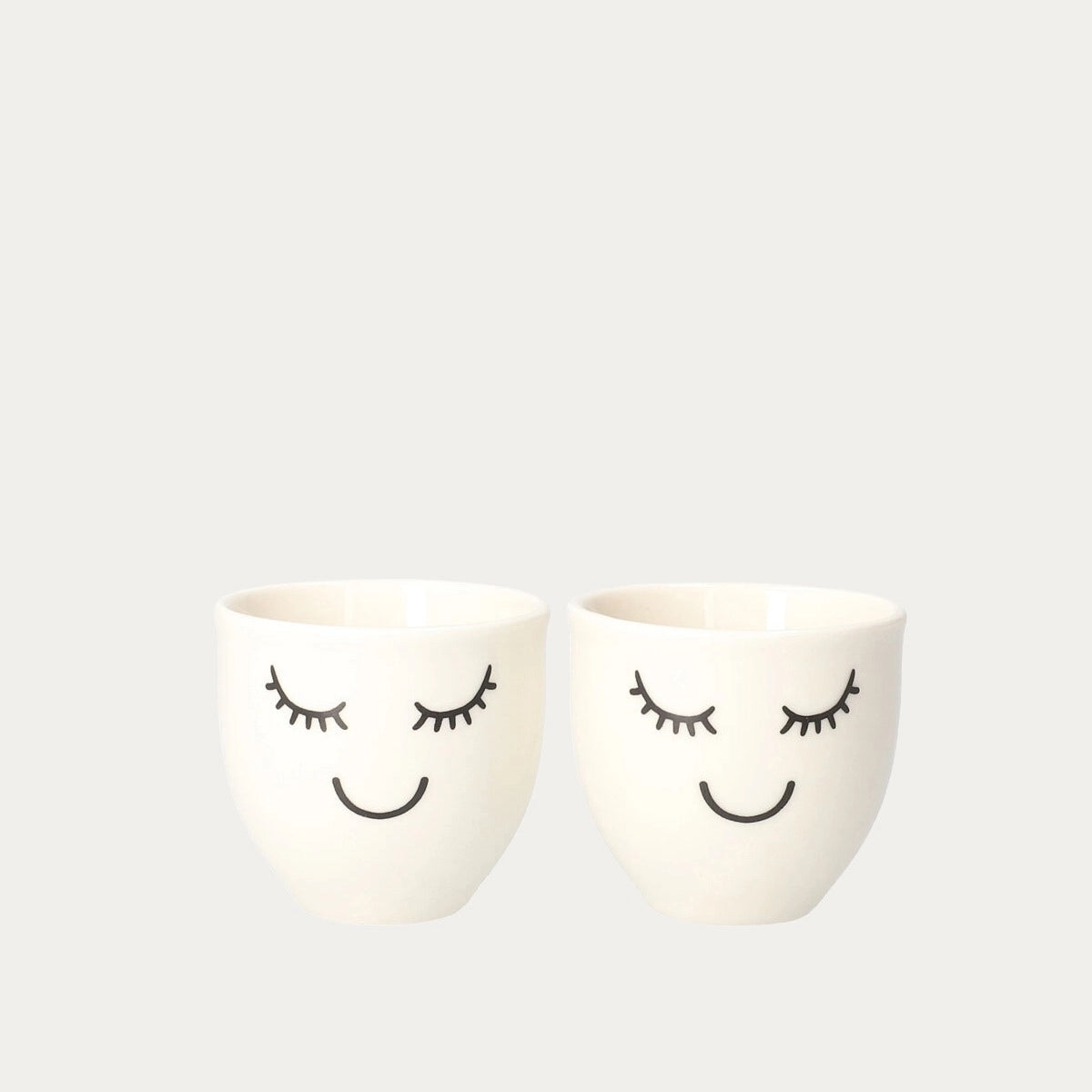 Eierdopjes EYELASHES – Porselein – Set van 2 – 5 x 5 cm