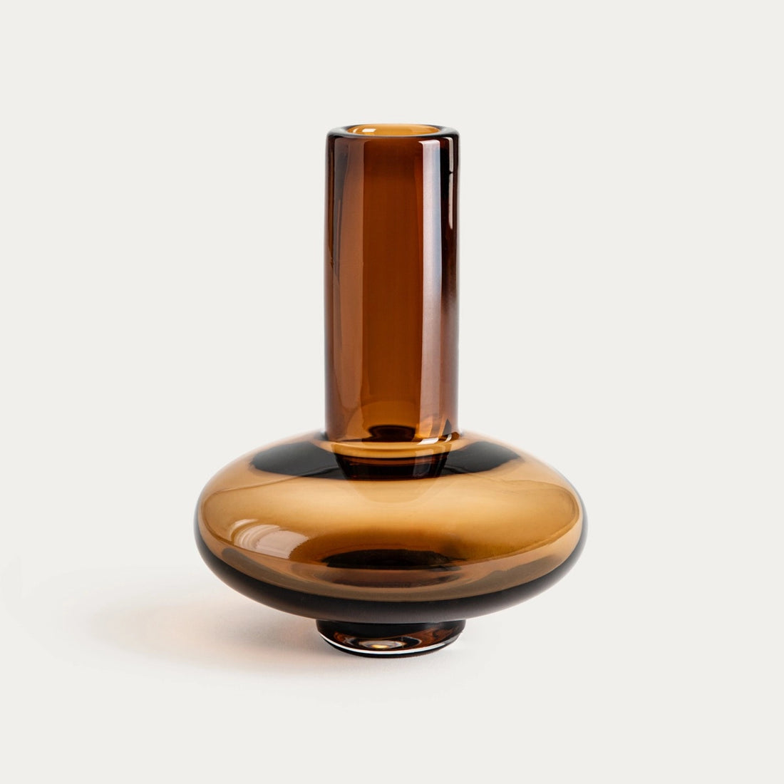 MONERA Amberkleurige Glazen Vaas – Warme Elegantie voor Elk Interieur | 13,5 x 18 cm