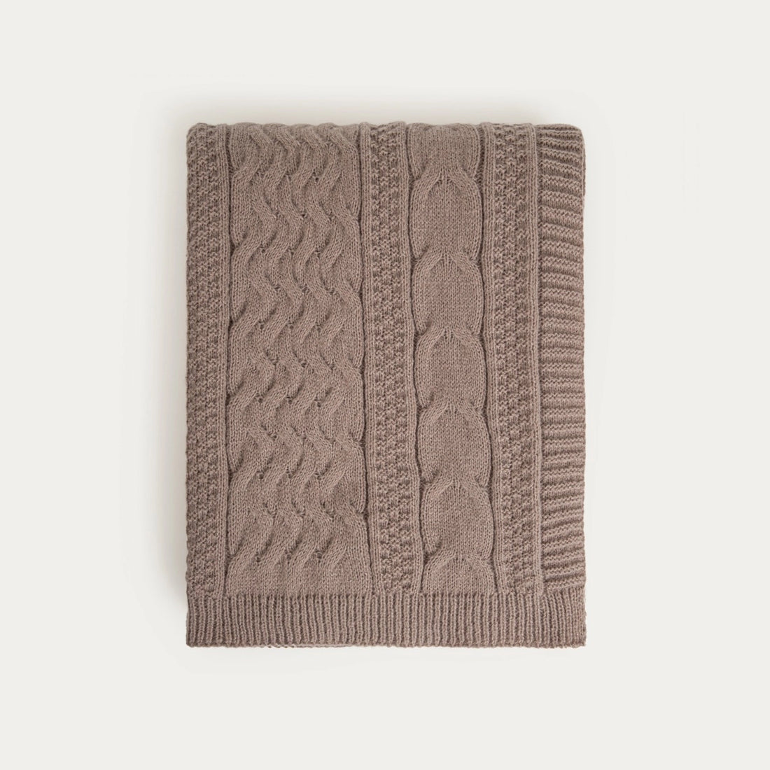 FLAVE | Zacht taupe deken met gebreide structuur | 130x170 cm