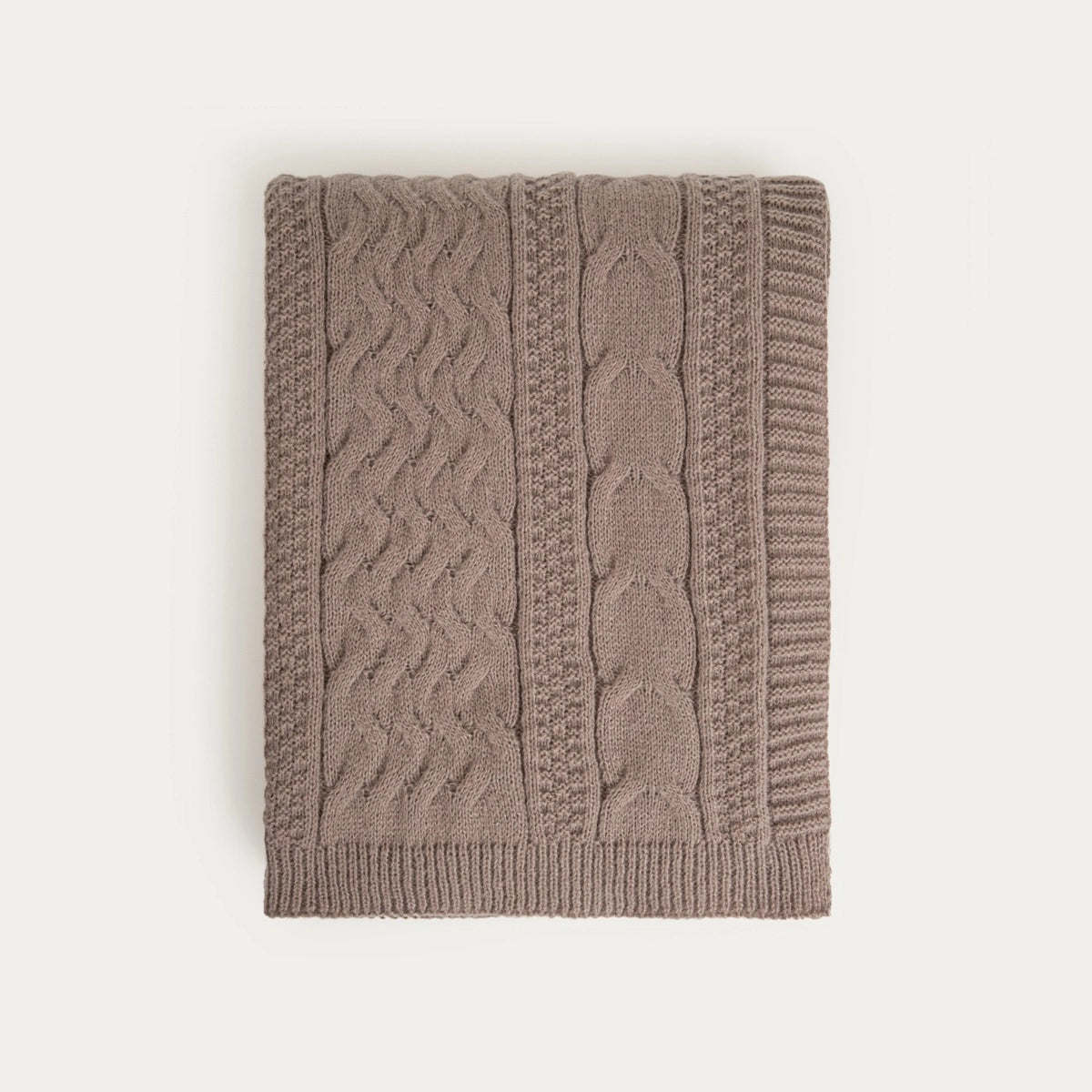 FLAVE | Zacht taupe deken met gebreide structuur | 130x170 cm