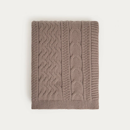 FLAVE | Zacht taupe deken met gebreide structuur | 130x170 cm