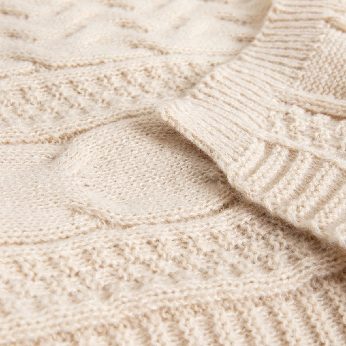 FLAVE | Zacht beige deken met gebreide structuur | 130x170 cm