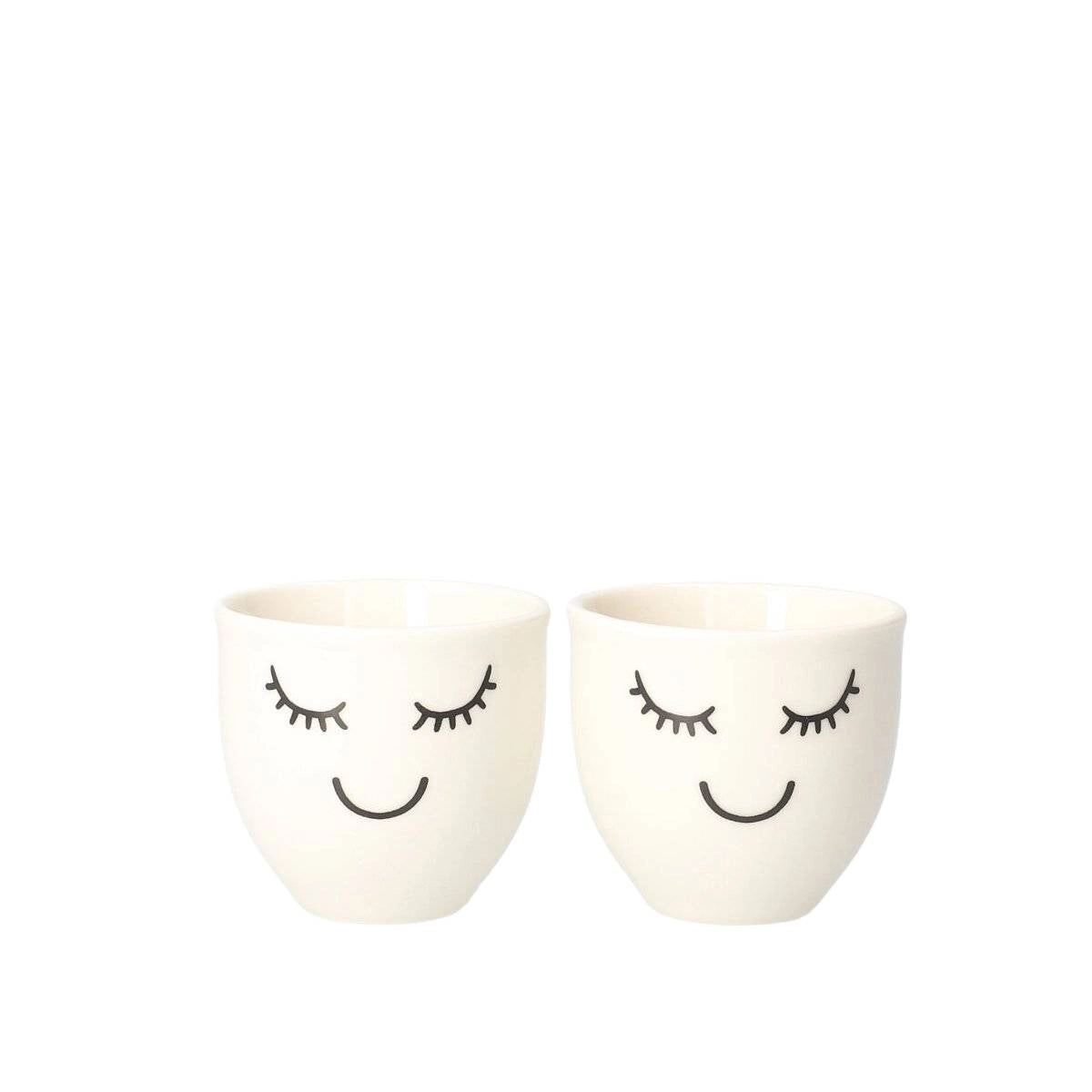 Eierdopjes EYELASHES – Porselein – Set van 2 – 5 x 5 cm