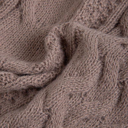 FLAVE | Zacht taupe deken met gebreide structuur | 130x170 cm