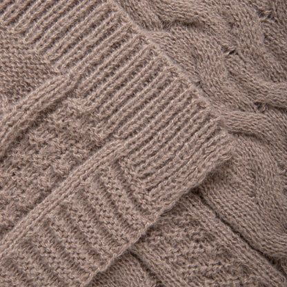 FLAVE | Zacht taupe deken met gebreide structuur | 130x170 cm