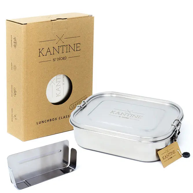 Lekvrije RVS Lunchbox XL 1400 ml – Met Flexibele Verdeelwand en 2 Compartimenten