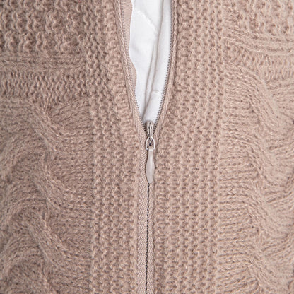 FLAVE Kussensloop | Zacht taupe kussenhoes met gebreide structuur | 45 x 45
