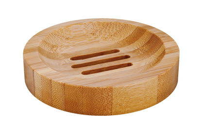 Sustainable round soap dish made of bamboo