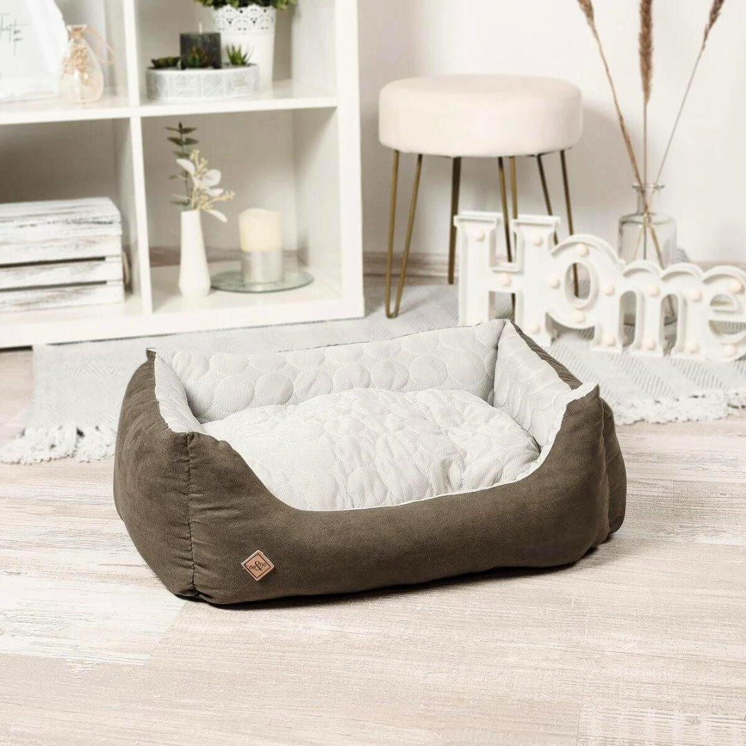 Dog bed - Cat bed reversible silver/moss green | ne&amp;amp;no